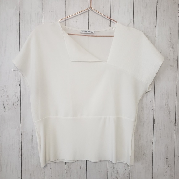 Zara Tops - Zara short sleeve top, white, small, raw hem